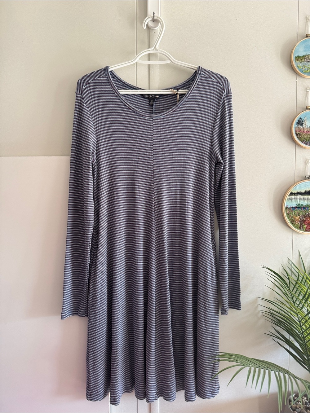 TOAD&CO Striped Long-Sleeve Swing Dress M (NWT)
